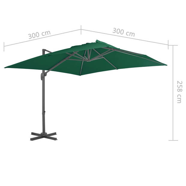 vidaXL Zweefparasol met aluminium paal 300x300 cm groen