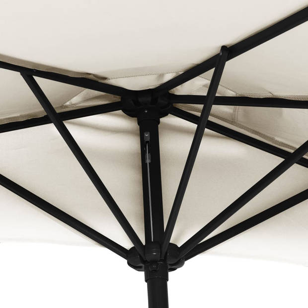 The Living Store Parasol Halfrond - Zandkleurig - 300 x 155 x 223 cm - 38mm paaldiameter - UV-beschermend polyester