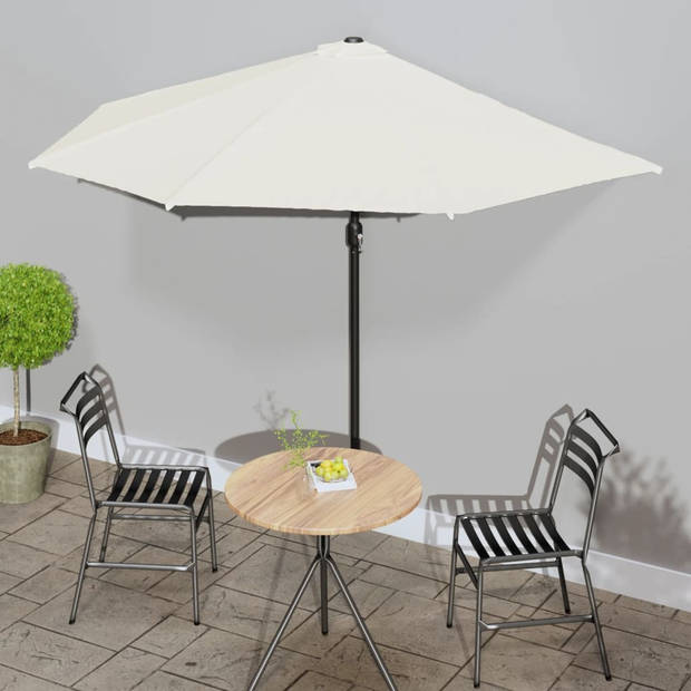 The Living Store Parasol Halfrond - Zandkleurig - 300 x 155 x 223 cm - 38mm paaldiameter - UV-beschermend polyester