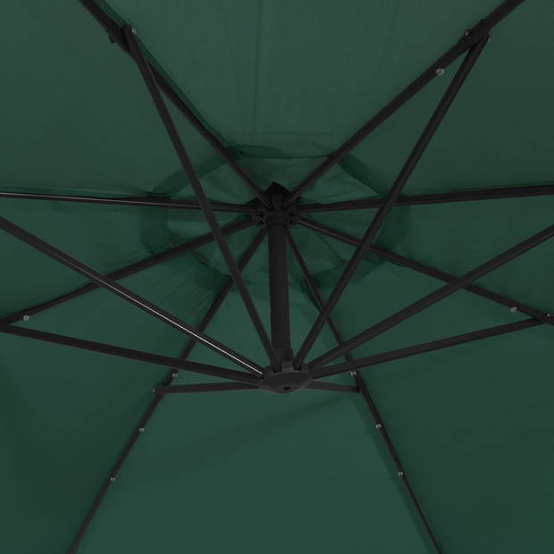 vidaXL Zweefparasol met LED-verlichting en metalen paal 300 cm groen