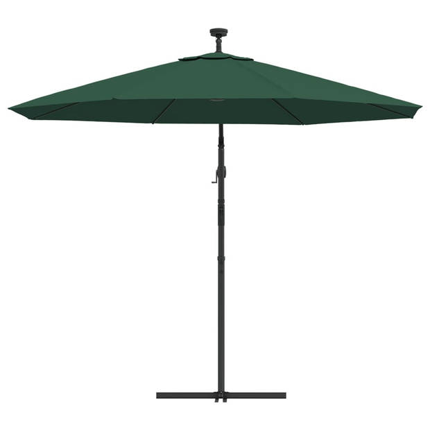 vidaXL Zweefparasol met LED-verlichting en metalen paal 300 cm groen