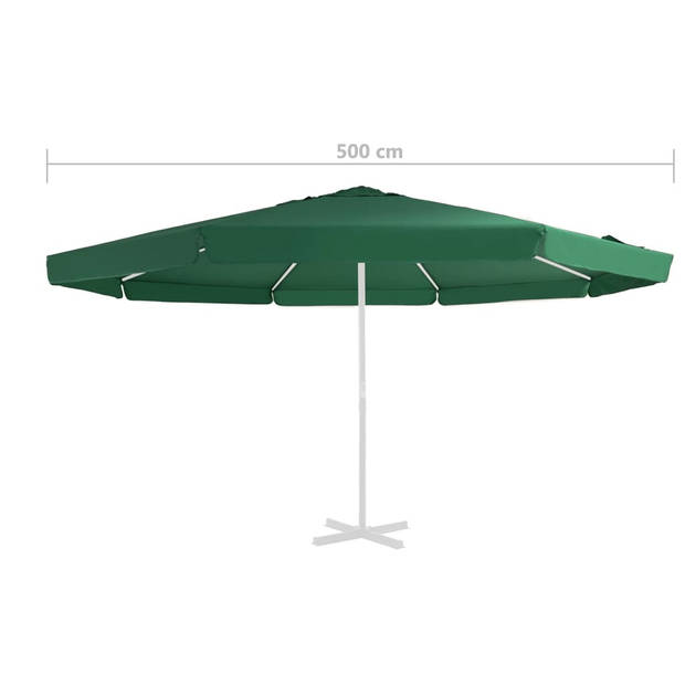 The Living Store Vervangend parasoldoek - 500 cm - Groen - Water- en UV-bestendig