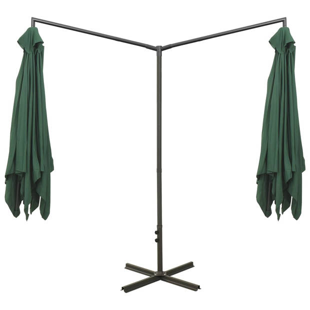 The Living Store Dubbele Parasol - Groen - 600 x 290 x 260 cm - 100% Polyester