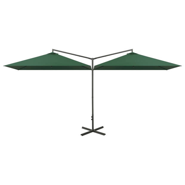 The Living Store Dubbele Parasol - Groen - 600 x 290 x 260 cm - 100% Polyester