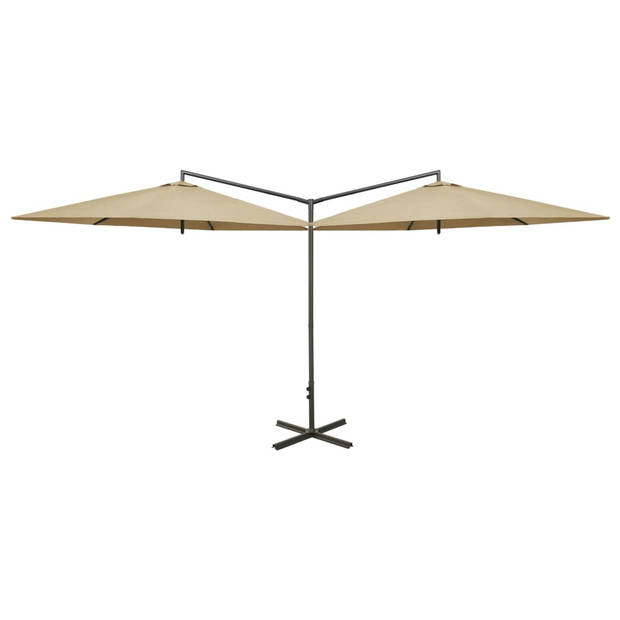 The Living Store Parasol Dubbel Profi - Grote afmeting 600 x 290 cm - Taupe