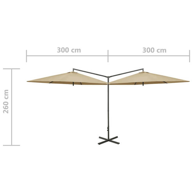 The Living Store Parasol Dubbel Profi - Grote afmeting 600 x 290 cm - Taupe