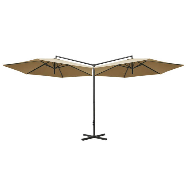 The Living Store Parasol Dubbel Profi - Grote afmeting 600 x 290 cm - Taupe