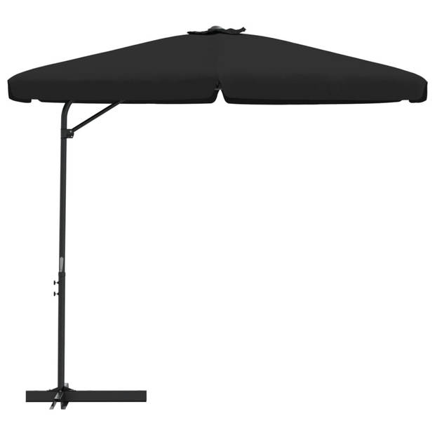 The Living Store Parasol - 300 x 250 cm - zwart - UV-beschermend polyester - stevige kruisvoet - stabiel en duurzaam -