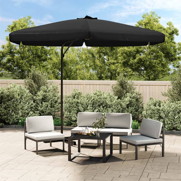 The Living Store Parasol - 300 x 250 cm - zwart - UV-beschermend polyester - stevige kruisvoet - stabiel en duurzaam -