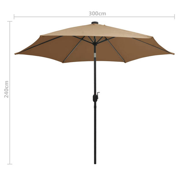 The Living Store Parasol Tuin - 300 x 240 cm - Uv-beschermend polyester - Aluminium paal - Met LED-strip