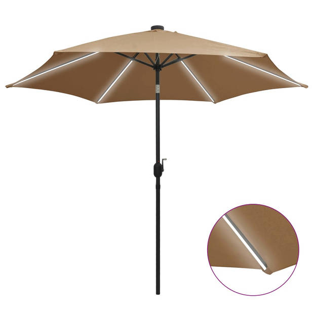 The Living Store Parasol Tuin - 300 x 240 cm - Uv-beschermend polyester - Aluminium paal - Met LED-strip