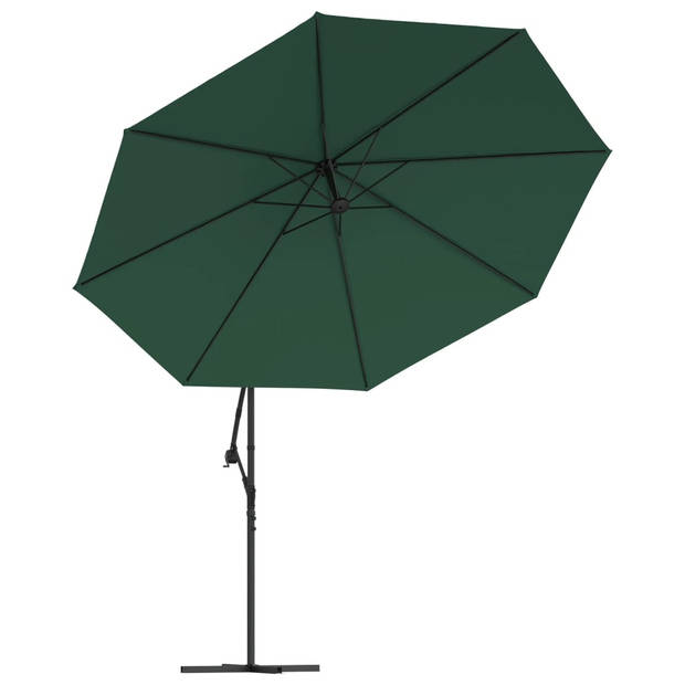 vidaXL Zweefparasol met LED-verlichting en metalen paal 350 cm groen