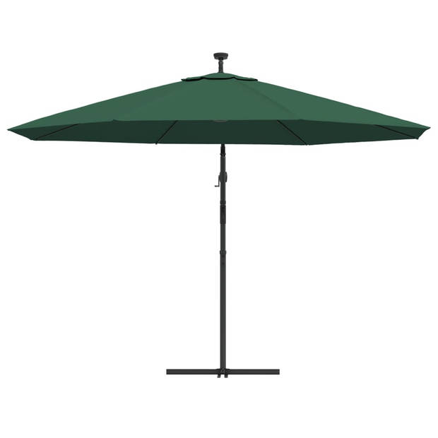 vidaXL Zweefparasol met LED-verlichting en metalen paal 350 cm groen