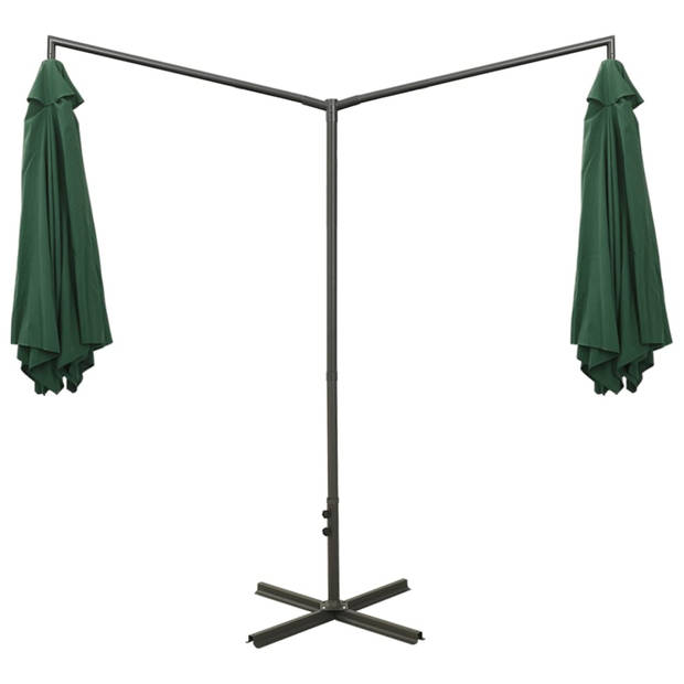 The Living Store Parasol Dubbel - Stof 100% polyester - Groen - 600 x 290 x 260 cm - 2 Naast elkaar liggende doeken