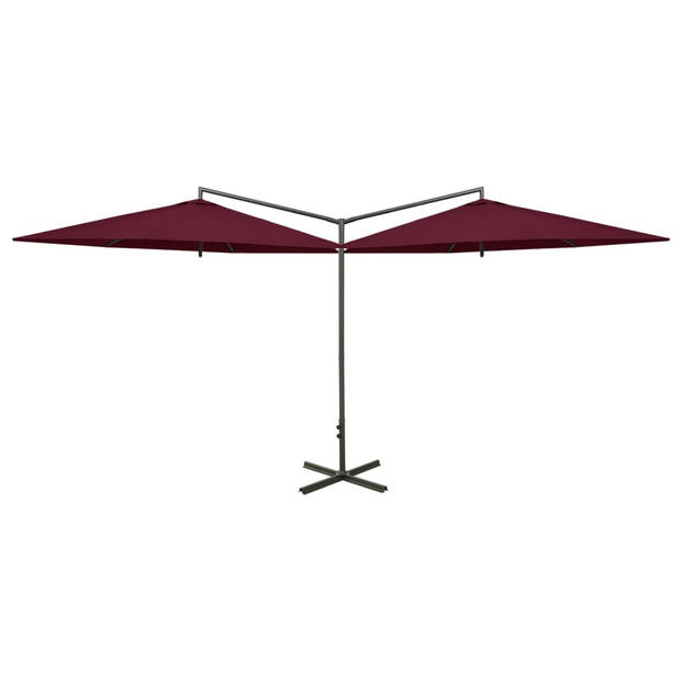 The Living Store Parasol - Dubbele Polyester - Staal - 600x290x260 cm - Bordeauxrood