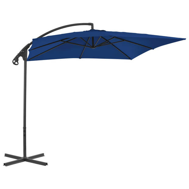 vidaXL Zweefparasol met stalen paal 250x250 cm azuurblauw