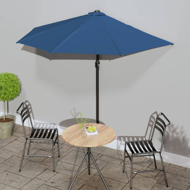 The Living Store Tuinparasol Halfrond - Blauw - 270 x 144 x 222 cm - 38 mm paaldiameter - UV-beschermend polyester