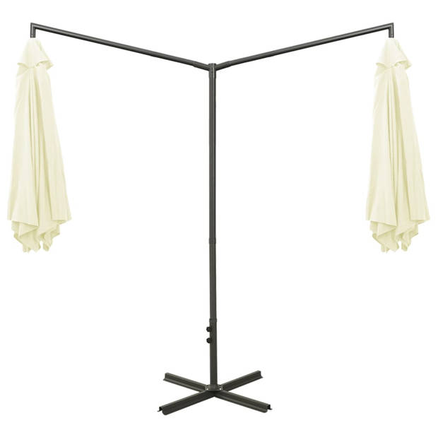 The Living Store Dubbele Parasol - Polyester - Stalen paal - 600x290x260 cm - Zandkleurig