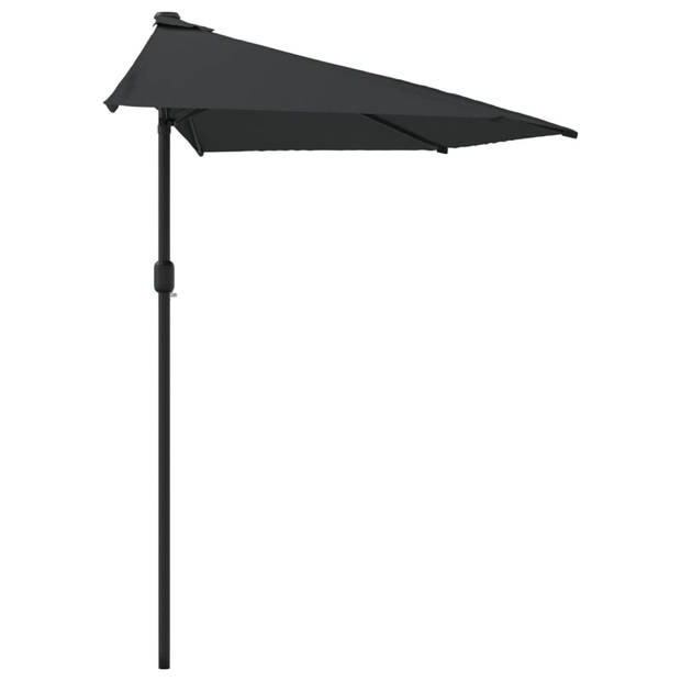 The Living Store Parasol - Halfrond - Zwart - 270 x 144 x 222 cm - 38 mm paaldiameter - UV-beschermend polyester