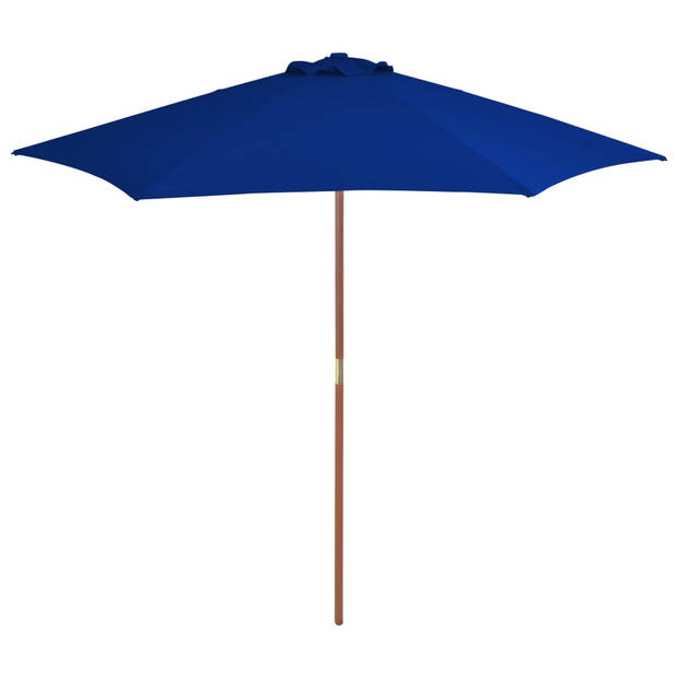 The Living Store Tuinparasol Houten - 270 x 244 cm - Blauw - UV-bescherming - 38 mm paaldiameter