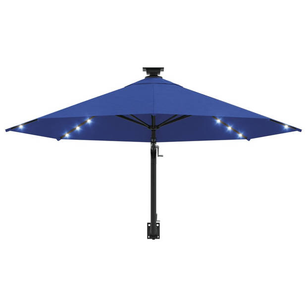 vidaXL Wandparasol met LED's 300 cm blauw