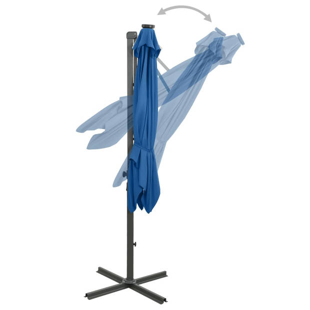 The Living Store Parasol - Tuinparasol met LED-verlichting - 250 x 230 cm (ø x H) - Azuurblauw