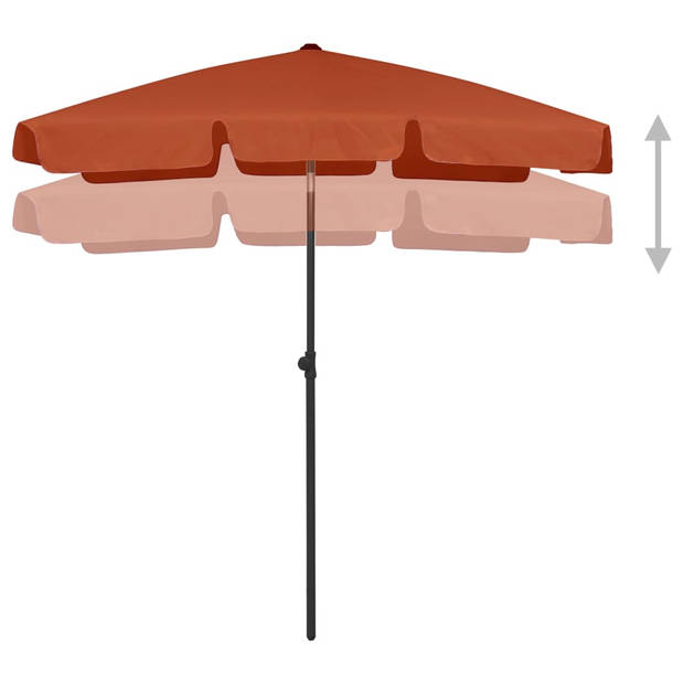 The Living Store Strandparasol - Terracotta - 180x120 cm - UV-beschermend en stabiel