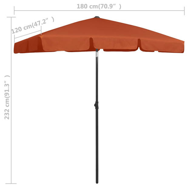 The Living Store Strandparasol - Terracotta - 180x120 cm - UV-beschermend en stabiel