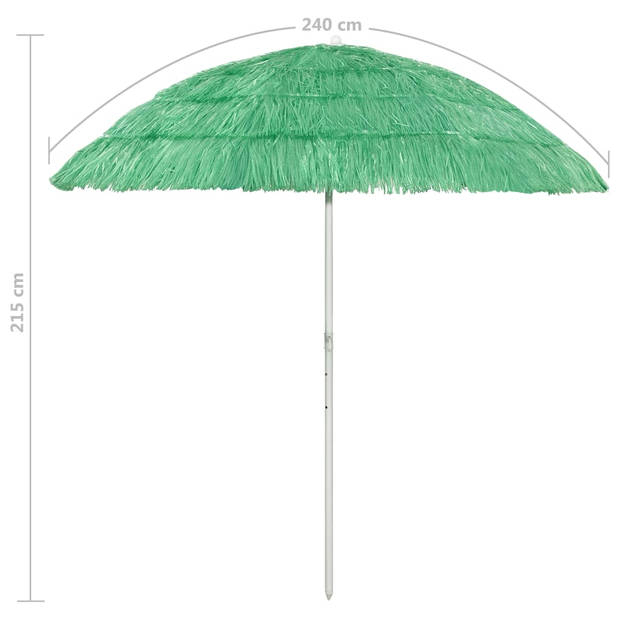 The Living Store Hawaï Parasol Groen - 215 cm hoogte - 240 cm booglengte - UV-bestendig