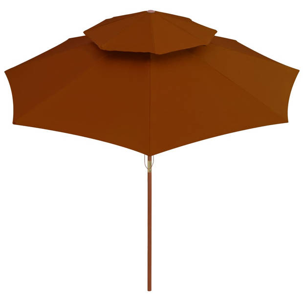 The Living Store Parasol Dubbeldekker - Terracotta - 270 x 256 cm - 38 mm paal - Houten frame