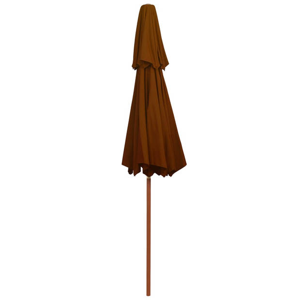 The Living Store Parasol Dubbeldekker - Terracotta - 270 x 256 cm - 38 mm paal - Houten frame