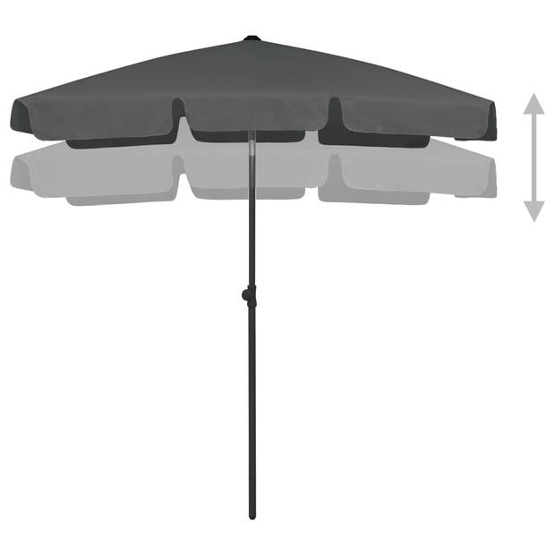 The Living Store Strandparasol Anti-UV Polyester - 180x120cm - Antraciet - Met kantelfunctie - 232cm hoog - The Living