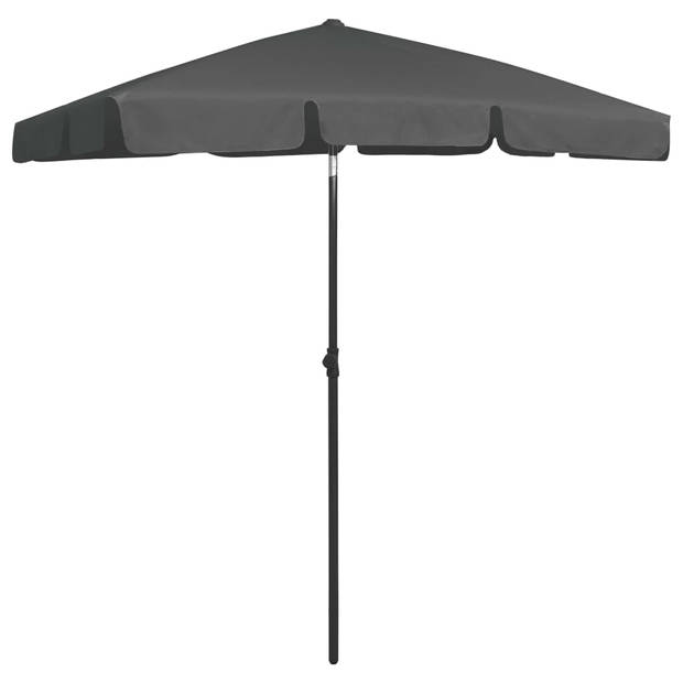 The Living Store Strandparasol Anti-UV Polyester - 180x120cm - Antraciet - Met kantelfunctie - 232cm hoog - The Living