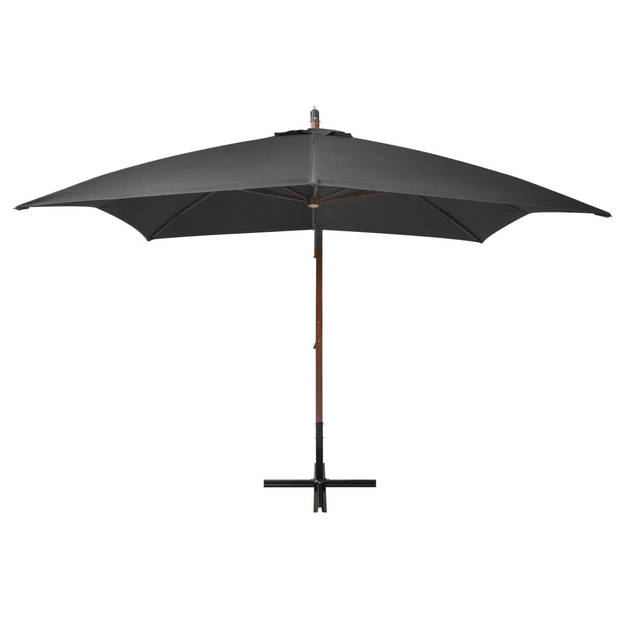 The Living Store Zweefparasol - Hout - 300 x 300 cm - Antraciet - UV-bestendig