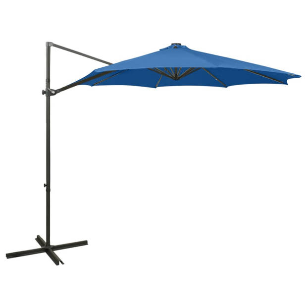 The Living Store Tuinparasol Azuurblauw 300 x 255 cm - LED-verlichting