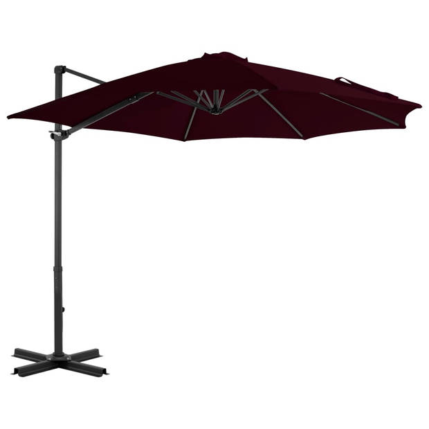 The Living Store Zweefparasol Rood - Parasoldoek van uv-beschermend polyester - 300 x 238 cm - Met kruisvoet -