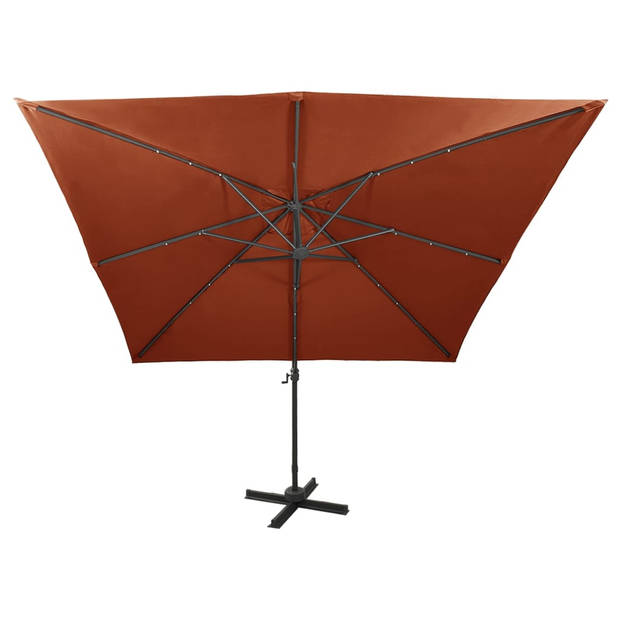 The Living Store The Living Store Tuinparasol 300x300x258 cm - Terracotta - Met LED-verlichting