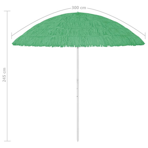 The Living Store Hawaï Parasol Groen - Polyester - 245 cm hoog - 300 cm booglengte - 260 cm diameter - Weer- en