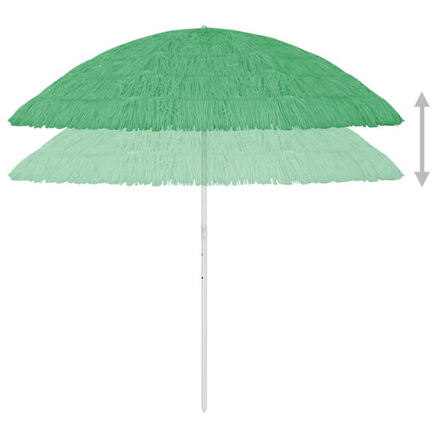 The Living Store Hawaï Parasol Groen - Polyester - 245 cm hoog - 300 cm booglengte - 260 cm diameter - Weer- en