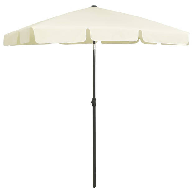 The Living Store Strandparasol - UV-beschermend polyester - Stevige baleinen - Montage vereist - Zandgeel - 232 cm hoog