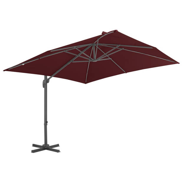 vidaXL Zweefparasol met aluminium paal 400x300 cm bordeauxrood