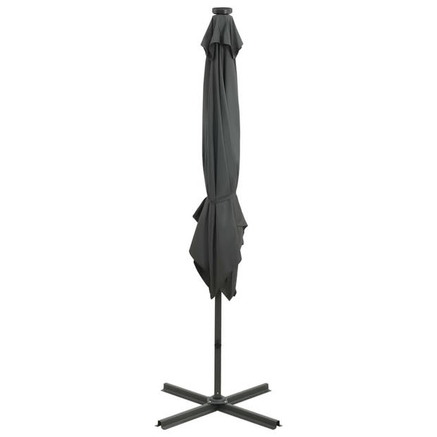 The Living Store Tuinparasol - Antraciet - 250 x 230 cm - Inclusief LEDs