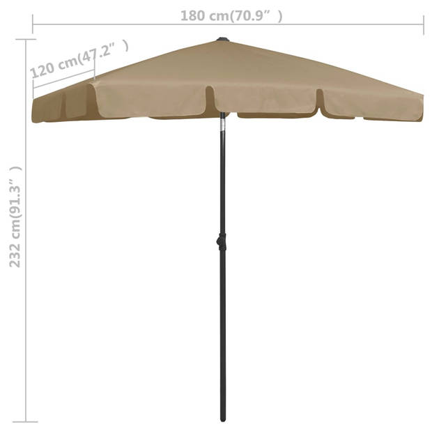 The Living Store Strandparasol - UV-beschermend polyester - Stevige baleinen - Geschikt voor parasolgat - Kantelbaar -