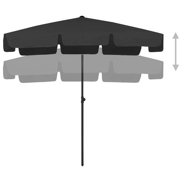 The Living Store Strandparasol - Zwart Polyester - 200x125 cm - UV-bestendig