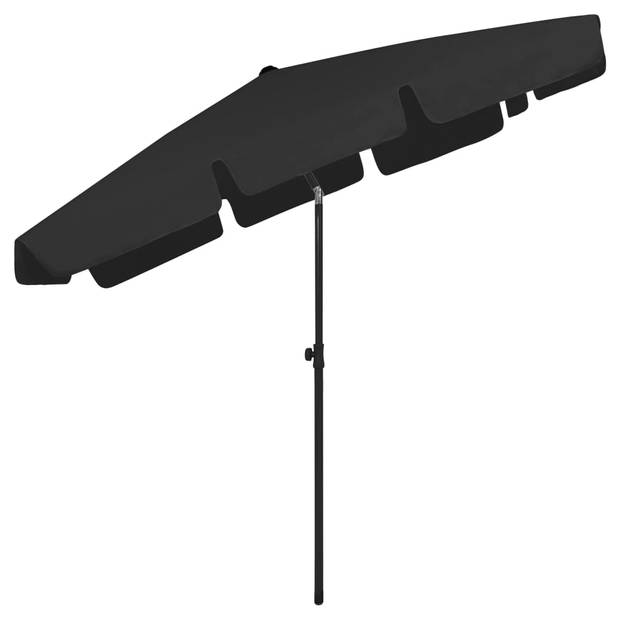 The Living Store Strandparasol - Zwart Polyester - 200x125 cm - UV-bestendig