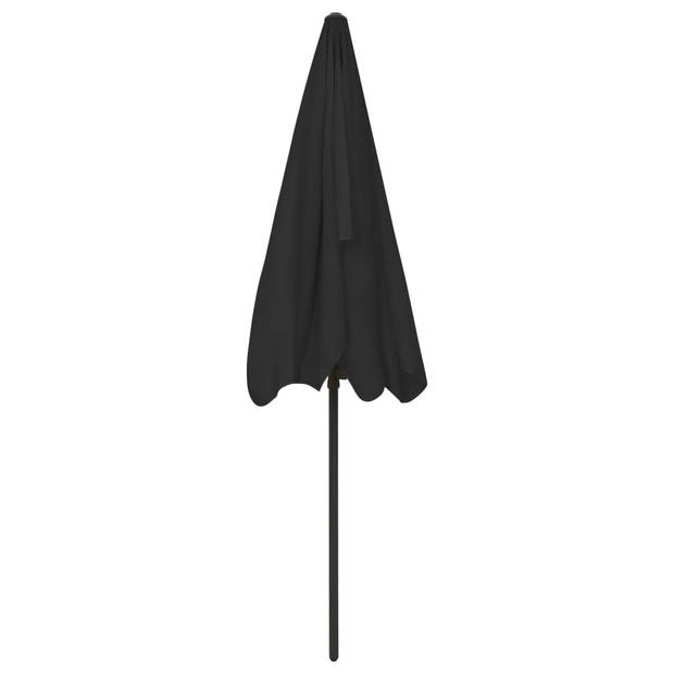 The Living Store Strandparasol - Zwart Polyester - 200x125 cm - UV-bestendig