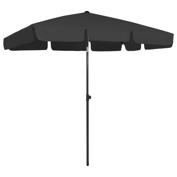 The Living Store Strandparasol - Zwart Polyester - 200x125 cm - UV-bestendig