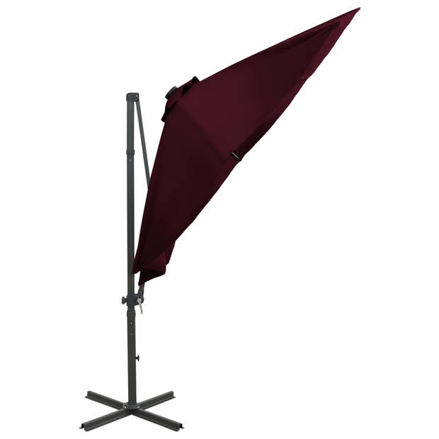 vidaXL Zweefparasol met paal en LED-verlichting 300 cm bordeauxrood