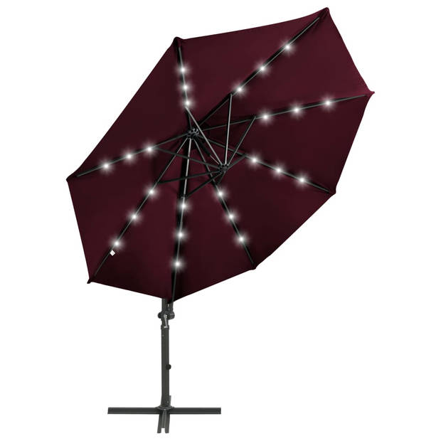 The Living Store Tuinparasol Bordeauxrood 300x238 cm - LED-verlichting