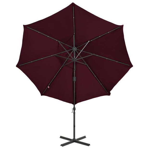 The Living Store Tuinparasol Bordeauxrood 300x238 cm - LED-verlichting